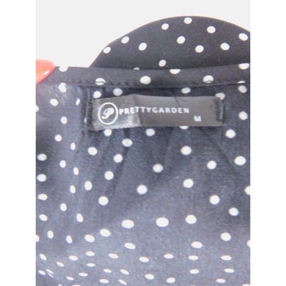 Prettygarden Dress Womens Medium Black Polka Dot Wrap Maxi Ruffle Short Sleeve - Picture 10 of 12